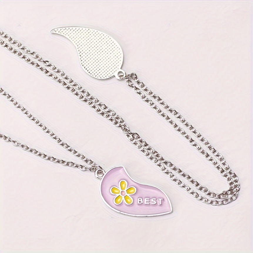 2pcs Heart-shaped Butterfly Flower Pendant Necklace Set